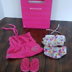 American Girl Doll  Bathing Suit Coverup, 2 Piece Bathing Suit Bikini, Flip Flop